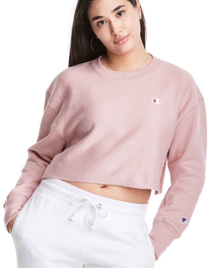 Champion Reverse Weave Cropped Cut-Off Crew Sweatshirt Dames - Beige - Belgie 4612NQEJS